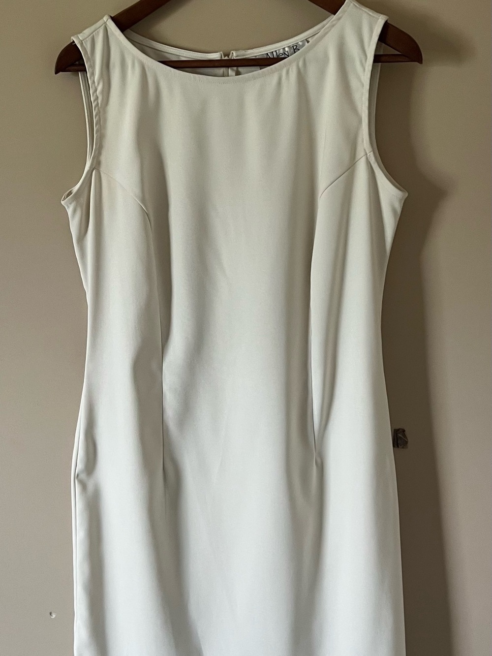 Sleeveless Cream Sheath Dress - Elegant Minimalist Design